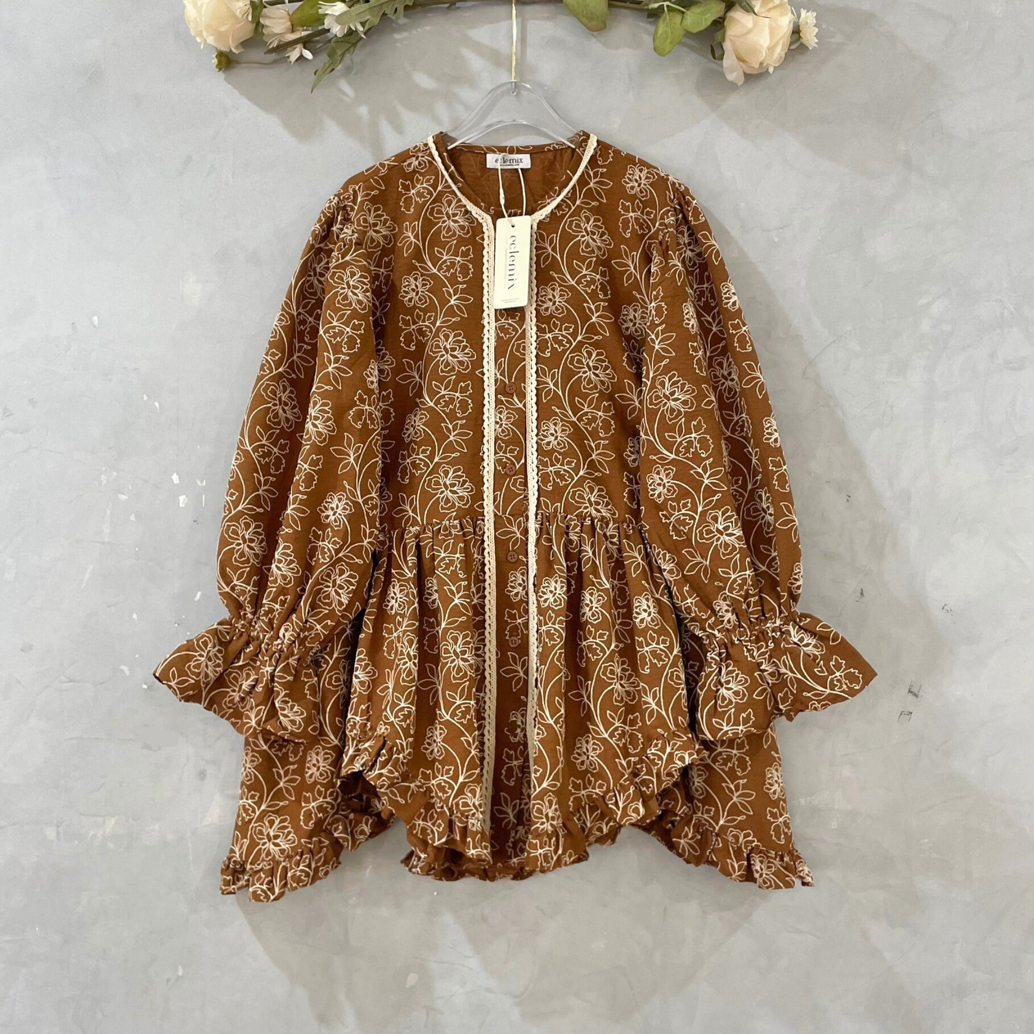 Image of Eclemix Top Hyona | Atasan Wanita Blouse Ruffle Lengan Balon